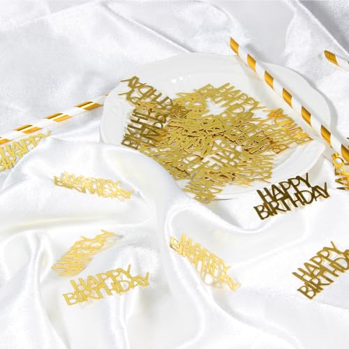 Image of Gold Happy Birthday Confetti Birthday Party Decorations Baby /Adult Birthday Table Scatter Party Supplies 100PC (Pack of 3)