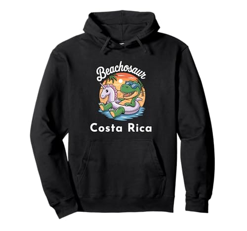 Beachosaur Costa Rica Vacation Dinosaur Pullover Hoodie