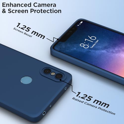 Image of Outlouders Back Cover for Redmi Note 6 Pro | Camera Protection | Durable Soft Matte Silicone Bumper Case (Blue)
