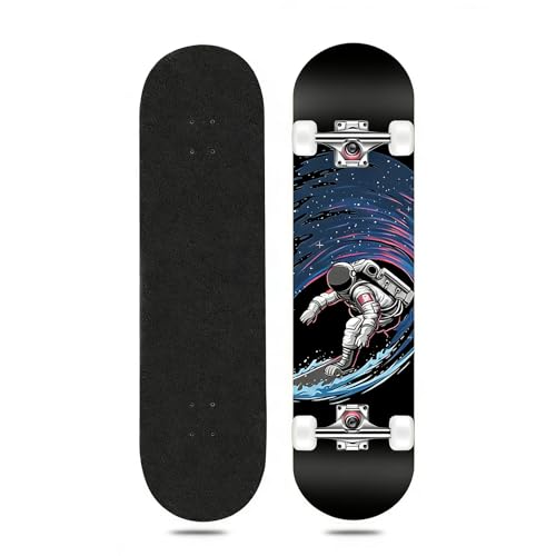 スケボー コンプリート/スケートボード 完成品/メープルデッキ スケボー セット コンプリートスケートボード 79x19CM 標準凹型スケボー 信頼性が高く、頑丈で安全です耐荷重200 KGダブルキックデッキ 衝撃吸収設計 練習 競技 スケボー初心者 大人/若者/子供用 (スタイル - B)の商品画像（Amazon）