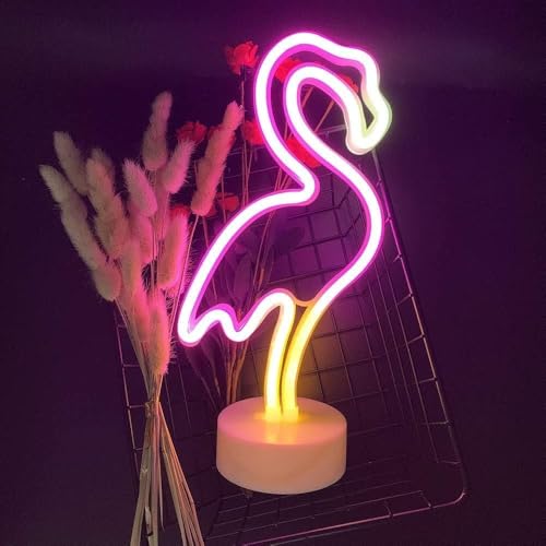Letrero de neón LED de flamenco para decoración de pared, USB, brillo ajustable, para sala de estar, bares, pub, club, reuniones, decoración de pared
