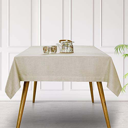 D'moksha Easter Tablecloth 60 X 120 Inch Natural For Rectangle Table- 100% Pure Linen Tablecloth 120 Inches, Machine Washable- Seasonal Holiday, Party, Dining Table Decoration, Gift #TOP1