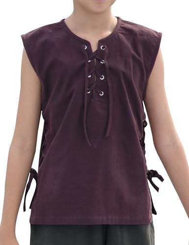 Classic Eyelet Vest Renaissance Sleeveless Open Collar Handmade Cotton