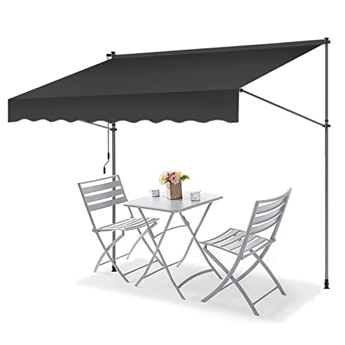 REALN Tenda da Sole a Bracci Estensibili per Porte e Finestre, Nessuna Perforazione, Tenda da Sole per Esterno Balcone, Veranda Tettoia per Giardino Esterno (Color : Gray, Size : 3m/118in)