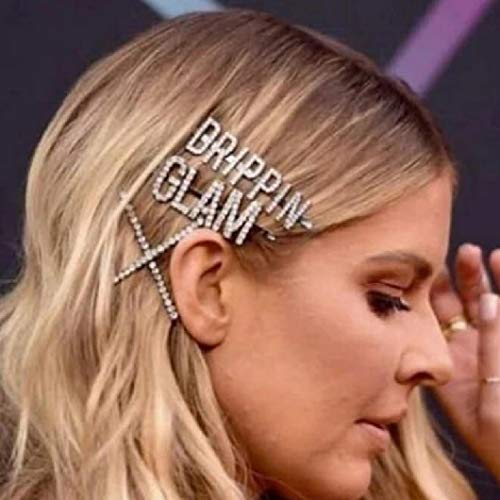 image for Messen Rhinestones Letter Hair Clips Diamante Crystal Word Hair Pins M