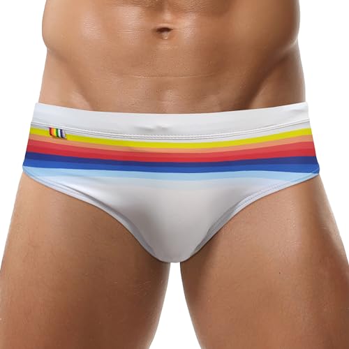 FEOYA Men’s Low Rise Swim Briefs Sexy Beach Bikini Swimwear Quick Dry Elastic Athletic Swimsuit with Removable Pad