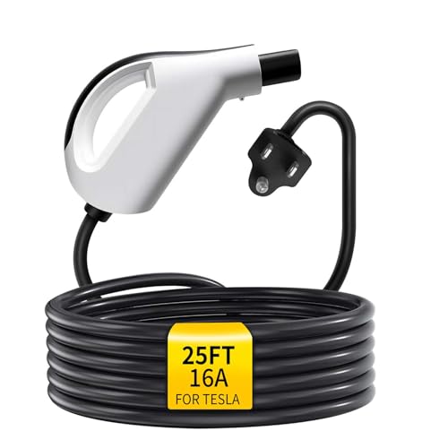 WenStorm Level 1 EV Charger for Tesla Vehicles, Portable NACS EVSE for Travel and Overnight Backup Charging, 120V NEMA 5-15, 16A-Rated, 12A Continuous with 25FT Cable, IP55