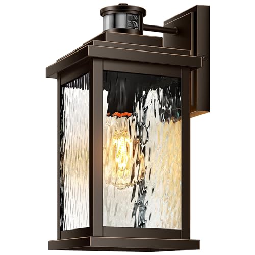 Image of VIANIS Advanced Motion Sensor Light Outdoor, E26 Exterior Lighting Fixtures | Easy-to-Install, Durable Aluminum, Water Glass, Waterproof Large Bronze Porch Lights Outdoor for Porch, Garden, Front Door