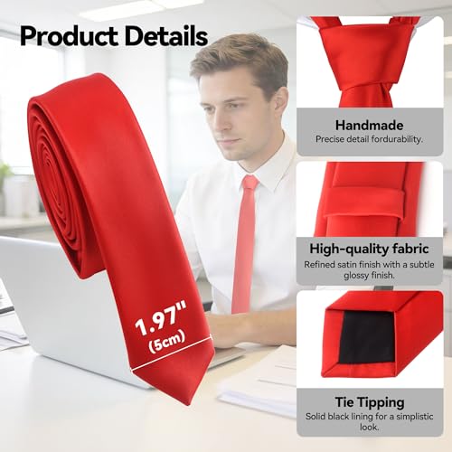 Image of Skinny Tie Men Women 2 inch (5CM) Slim Necktie Solid Thin Ties Formal