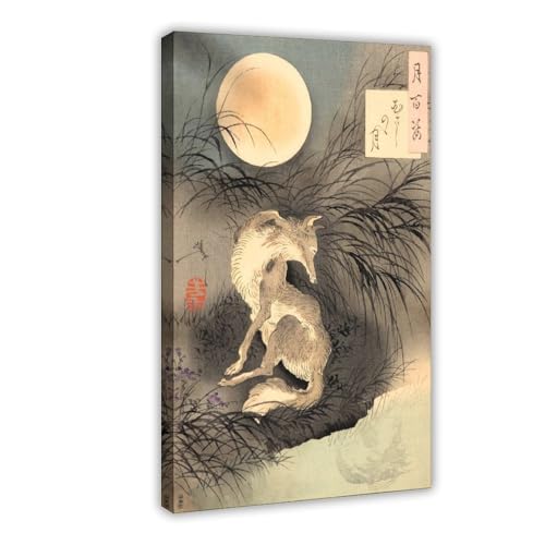 Impression sur toile Yoshitoshi renard et lune tableau art de prestige