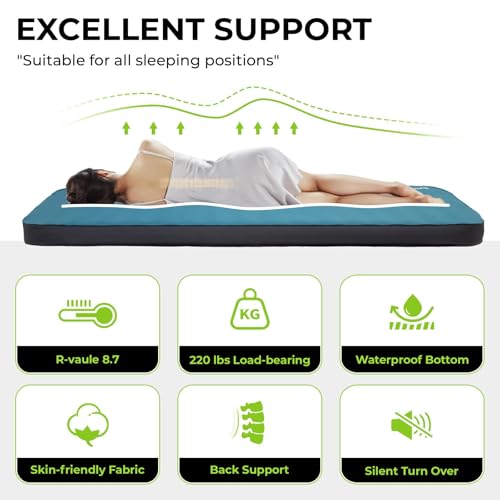 FUNDANGO Camping Self-Inflating Sleeping Pad, Single Twin Size air Foam Mattress Cot with Pump Sack for Tents Car Van Outdoor Home - Thumbnail 2