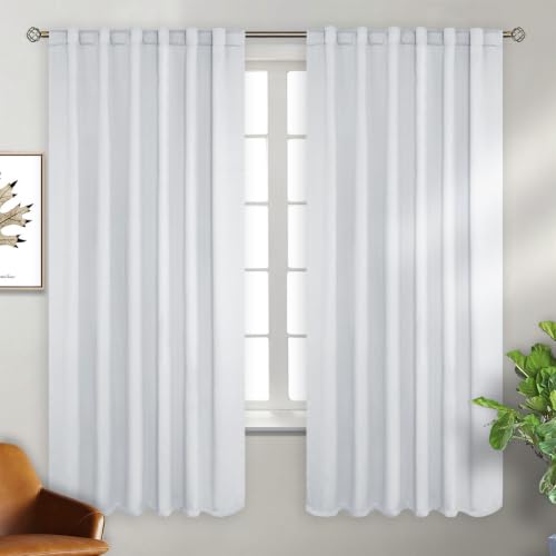 BGment Greyish White Room Darkening Curtains for Bedroom, 52 x 63 inch