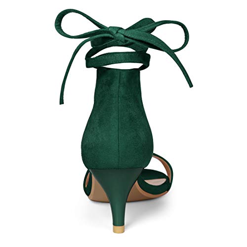 Allegra K Allegra K Women's Kitten Heel Green Lace up Sandals - 7.5 M US