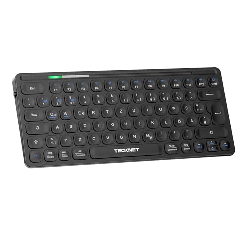 TECKNET Mini Bluetooth Tastatur Kabellos, Easy-Switch zwischen bis zu 3 Geräte(BT1+BT2+BT3), Slim Wireless Keyboard Deutsches QWERTZ, Funktastatur für PC,Tablet, Laptop TECKNET Mini Bluetooth Tastatur Kabellos, Easy-Switch zwischen bis zu 3 Geräte(BT1+BT2+BT3), Slim Wireless Keyboard Deutsches QWERTZ, Funktastatur für PC,Tablet, Laptop