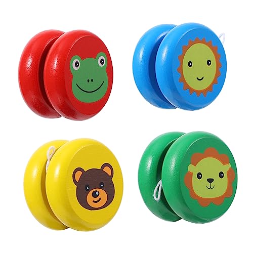 HANABASS 4pcs Wooden for Fun Cartoon Design Finger Plaything for Wrist Strengthening Skill Development Great Present Idea Random Color