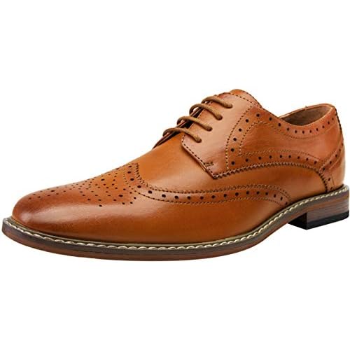 Vostey Men's Dress Shoes Classic Formal Business Cap Toe Wingtip Oxfords Lace Up Derby Shoes
