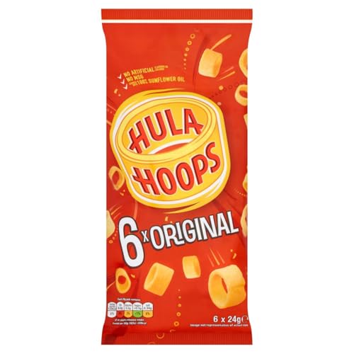 Hula Hoops - ORIGINAL Multipack 6 x 24g Bags - Deliciously Crunchy Potato Rings - Completely free from artificial flavours, colours and MSG, Suitable for Vegetarians.