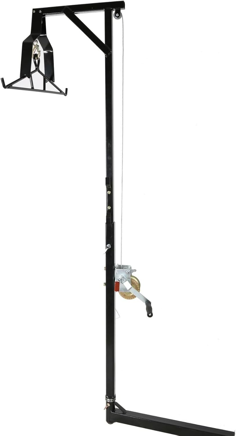 Suitable for 600LB Capacity Truck Hitch Game Hoist with Gambrel & Winch – Ideal for Big Game Hunting, Skinning, and Cleaning – 2” Hitch Mount with 360° Swivel for Easy Use