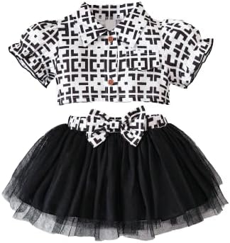 OMLI Baby Girl Clothes Outfits Short Top/Shirt Sets Skirt Cute Summer Clothes Bow Attached Solid Dress for Baby Girls
