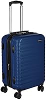 Amazon Basics Erweiterbarer Hartschalen-Kabinenkoffer – ABS-Reisegepäck mit 4 Spinner-Doppelrollen – Kratzfeste und leichte Konstruktion – 37,5cm x 25,5cm x 55,0cm – Marineblau