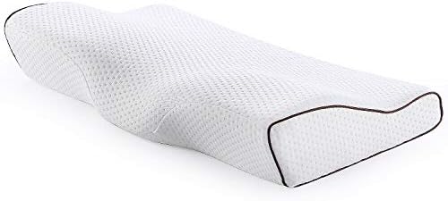 Karidge Memory Foam Pillow Contour Support Sleeping Pillows, Ergonomic Orthopedic Cervical Pillow for Alleviate Neck & Shoulder Pain, Back Sleepers with Washable Cover, Queen Size - White