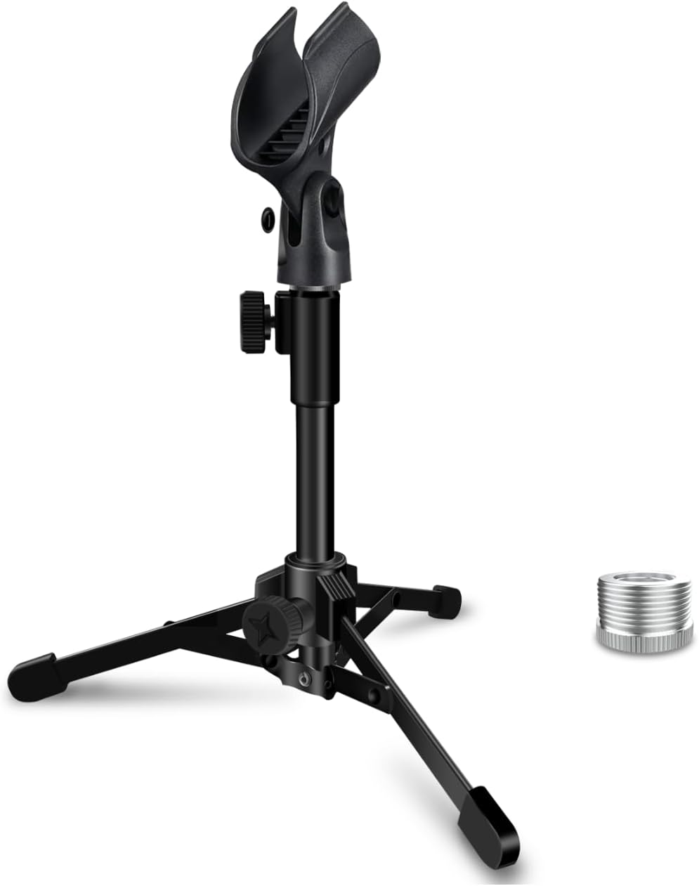 Desktop Mic Stand Portable Foldable Tripod with Mic Clip Holder Adjustable Microphone Stand for Dynamic Microphone.