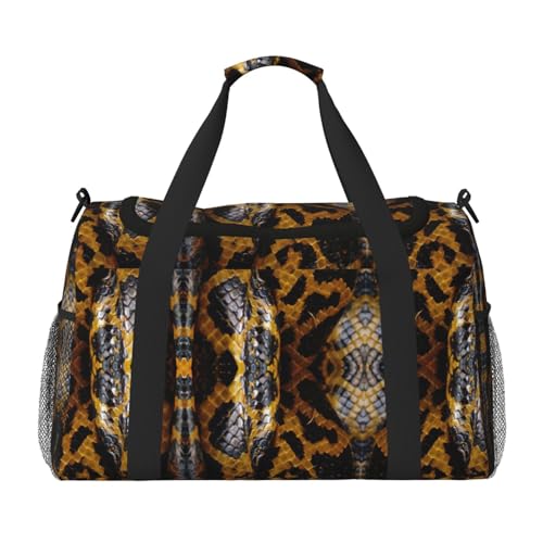 Yellow Snake print Personal Item Bag Large Duffel Bag Travel Bag Weekender Bag Gym Bag Tote Duffel bag
