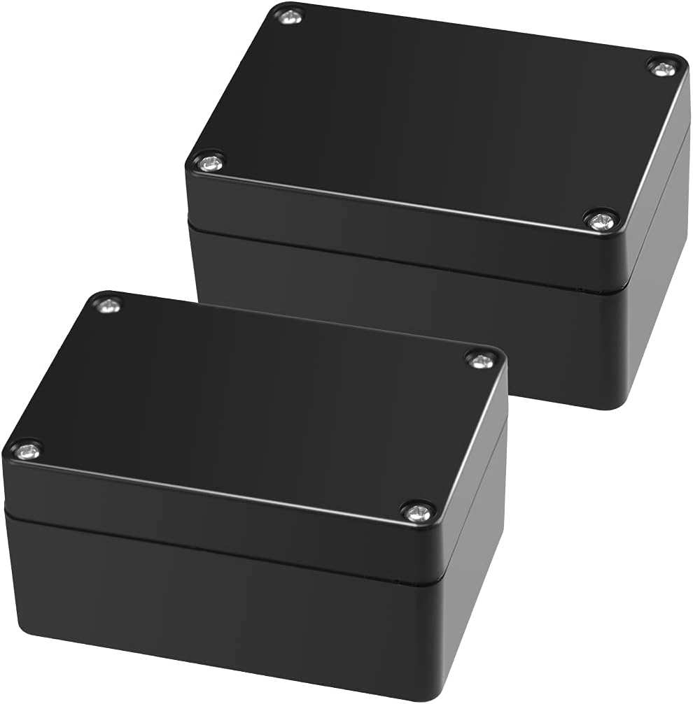 2 Pack Black Waterproof Plastic Project Box ABS IP65 Electronic Junction Box Enclosure 3.94 x 2.68 x 1.97 inch (100 x 68 x 50 mm)