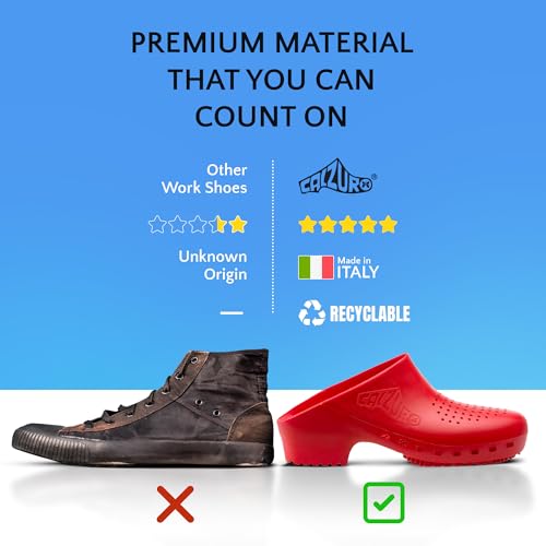 Image of CALZURO Classic Work Clogs with Holes - Unisex Work Clogs for Women and Men - Non Slip Shoes - Autoclavable Rubber Kitchen Shoes and Nursing Clogs
