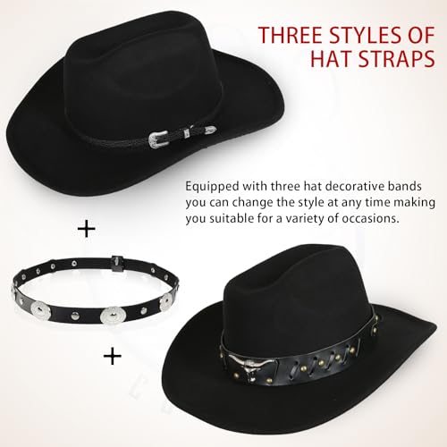 Image of Men & Women's Cowboy Cowgirl Hat-Western Cowboy Costume Accessories Set for Halloween Cosplay