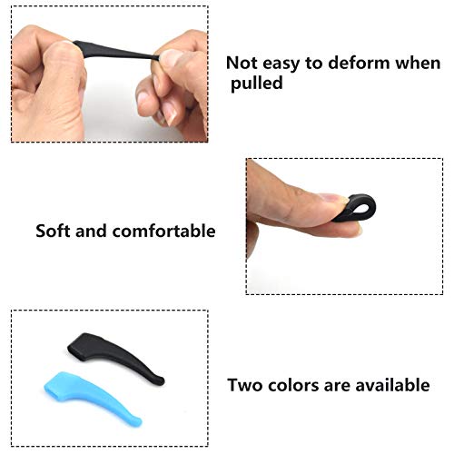Mikihat 5 Paires Support Antidérapant pour Lunettes, Retenue de Lunettes, Crochet D'Oreille de Lunettes, Crochet D'oreille Antidérapant en Silicone pour Lunettes et Lunettes de Soleil(Noir et Bleu) - Image 7