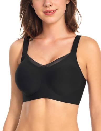 Image of Vinfact Womens V Lace Wireless Seamless Bras No Underwire Comfort Push Up Bra Supportive Full Coverage Bralettes T Shirt Bra