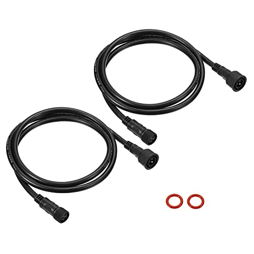 PATIKIL 3.28Ft 3 Pin Extension Cable Wire, 2Pcs 18 AWG Waterproof IP67 Connector with Male and Female at Both Ends for LED Strips, Black by PATIKIL - Used condition - US$11.91