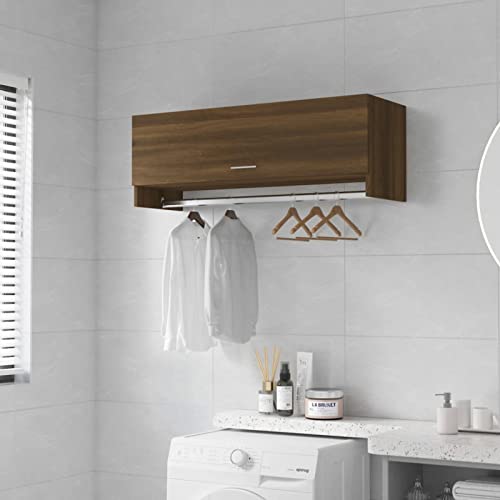 Image of ZEYUAN Wardrobe Brown Oak 100x32.5x35 cm Engineered Wood,Organizer Wardrobe With Drawers,Bedroom Wardrobe,Shelfwardrobes