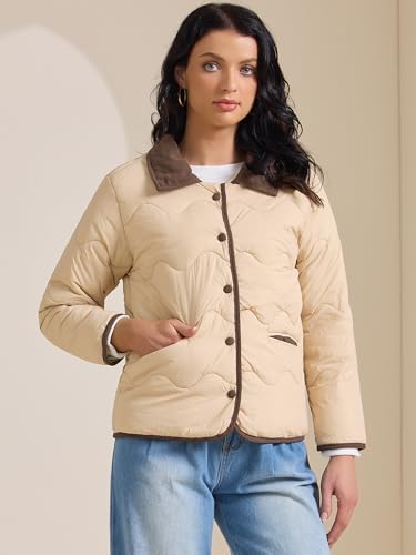 Allegra K Women's Casual Long Sleeve Button Down Puffer Jacket Padded Outerwear Coats3
