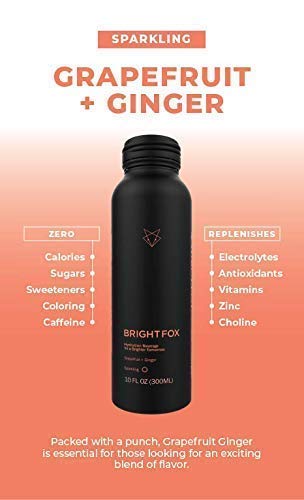 Brightfox Hydration | Grapefruit Ginger Sparkling Water | The Highest Electrolyte Beverage Zero Compromise | Vitamins Minerals Antioxidants Immunity | Zero Calories | 12 Pack #TOP6