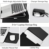 YealRed Etui na laptopa do MacBooka/iPada/Surface/Lenovo/HP i innych laptopów, skóra PU, z podstawą i podkładką pod mysz, z kieszenią na ładowarkę (czarne)