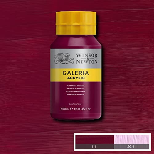Image of Winsor & Newton Galeria Acrylic Colour - Jar of 500 ML - Permanent Magenta (488) - Highly Pigmented Lightfast Artists' Acrylic Paints for Canvas, Wood, Fabric & Paper