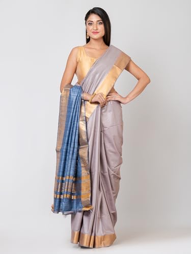 Rachbai blue tussar silk saree in tussar silk – image 2
