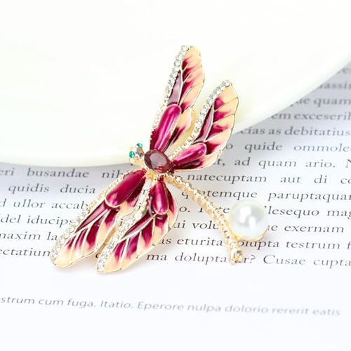 Image of Dragonfly Brooch Rhinestone /Enamel Dragonfly Brooches Lapel Pin for Women Elegant Outfits Dragonfly Jewelry Gifts