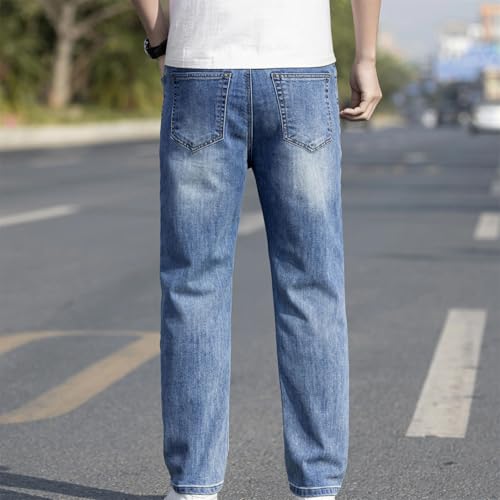 Men's Stretch Denim Jeans – Thin Breathable Cotton Straight Leg Pants, Trendy Casual Daily Wear3