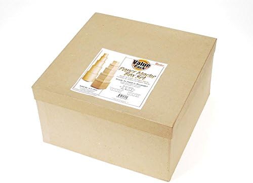 Darice Paper Mache, Set of 5 – Neutral Colored Square Lids, Ideal for Crafting & Storage, Includes 6”, 8”, 10”, 12” and 14, 5 Box Set, 5 Count