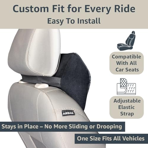 Image of Amazon Basics Car Seat, Office Chair Orthopedic Headrest Pillow,100% Memory Foam-Neck, Cervical Pain Relief, Best for Long & Short Travel | Premium Faux Leather,1 Year Warranty| Black,20 X 24 X 13 Cm