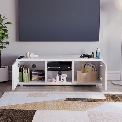 Vida Designs Cosmo Led Tv Unit 2 Door Modern Gloss Matte Mdf Living Room Cabinet Media Stand Furntiure Rgb Light White 120Cm - 4