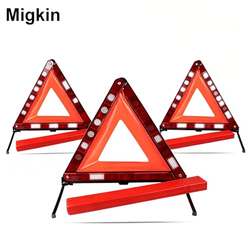 Triángulos de advertencia reflectantes para vehículos, kit 3 piezas miniatura 2