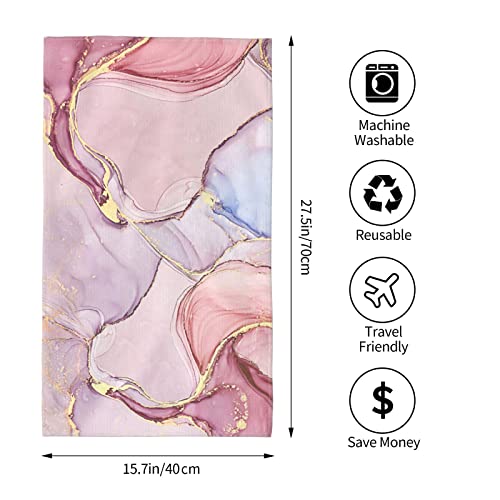Mlnhy Pink-Gold-Marble Hand Towels Soft And Quick-Drying, Bath Towel Skin-Friendly And Absorbent,Suitable For Bathroom, Kitchen,Travel,Beach, Gift For Baby Kids And Family #TOP3