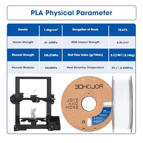 Image of 3DHoJor PLA Filament 1.75mm,3D Printing Filament,1kg*2 Cardboard Spool, Fit Most FDM 3D Printer,Dimensional Accuracy + /- 0.03 mm,Vacuum Packaging-2Pack Cold White