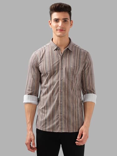 Image of BULLMER Trendy Regular Fit Striped Causal Full Sleeve Shirt for Men.