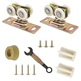 13/16' Pocket Door Ball Bearing Hangers Fit Kenna-Frame, Crawford & Press-Rite Doors V-Type Tracks, Upgraded N 7065 with Quad-Wheel, 3/4' C.T.C., Min. 1' Thick Doors, 2 Pack