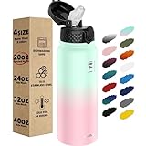 Fanhaw Insulated Water Bottle with Straw - 20 Oz Stainless Steel Double-Wall Vacuum Leak & Sweat Pro